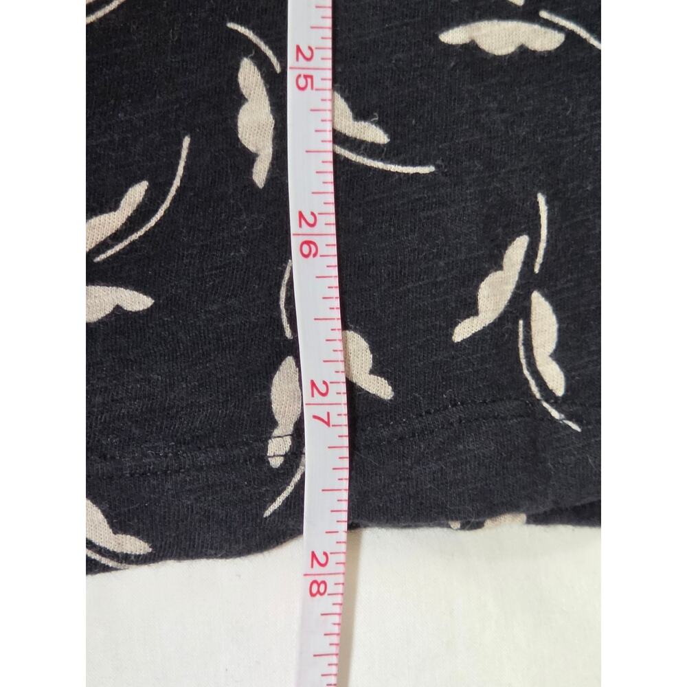 Maeve by Anthropologie Black Ivory Floral Leaf Print Cotton Tunic Blouse Large - Picture 7 of 7